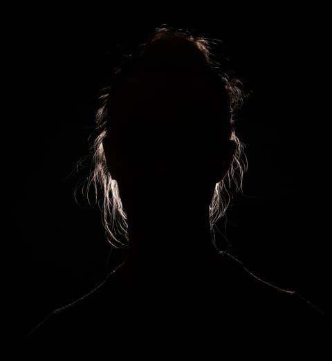 The mysterious Stella Blómqvist, in black shadow with head outlined in hair